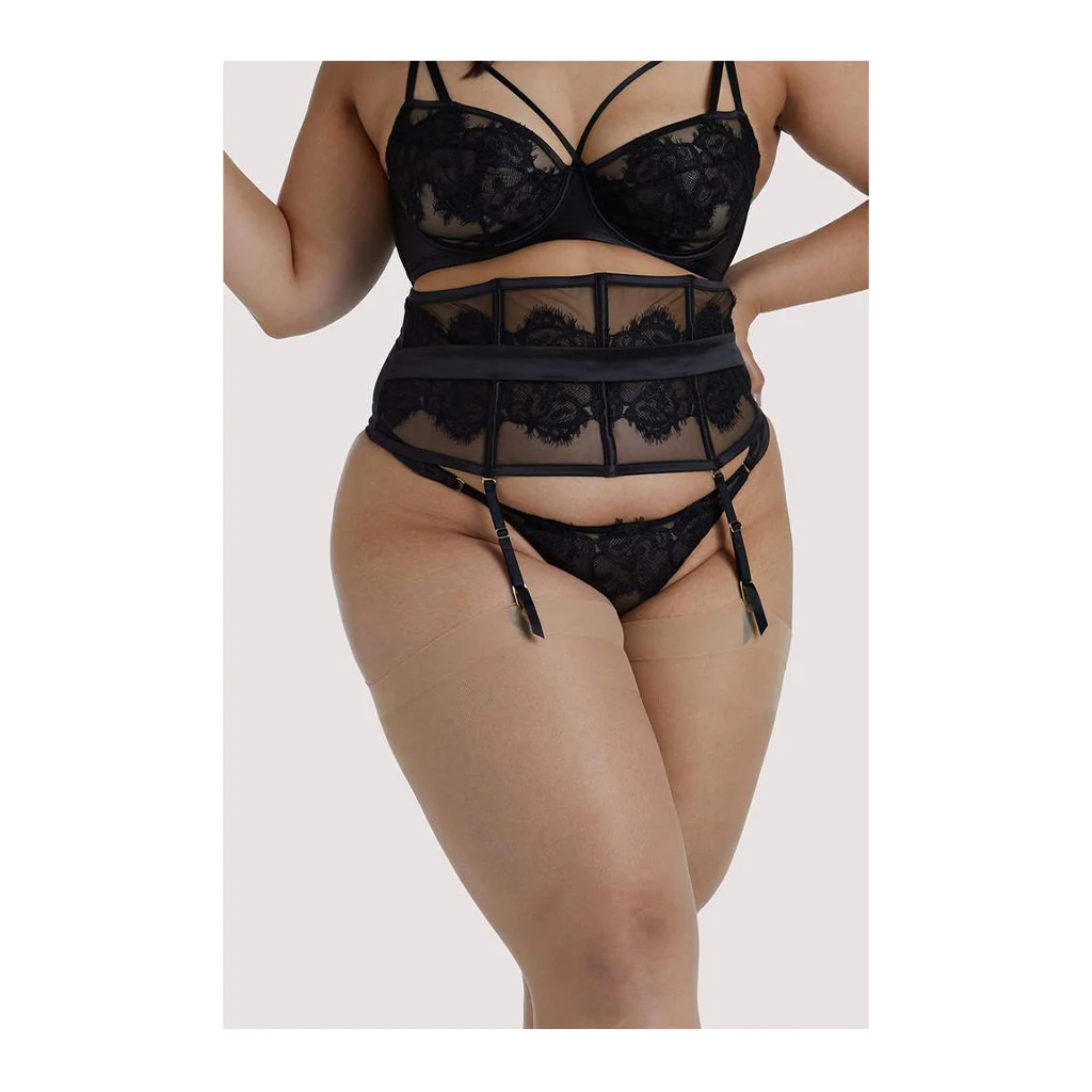 Anneliese Satin Net and Lace Waspie Black - Image 3